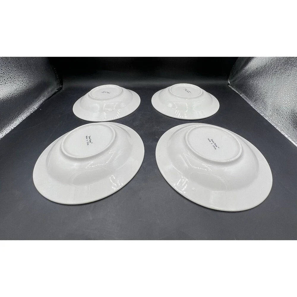 Totally Today TT012 Embossed White Fruit Bowls Set of 4 6.5” Dessert Cereal